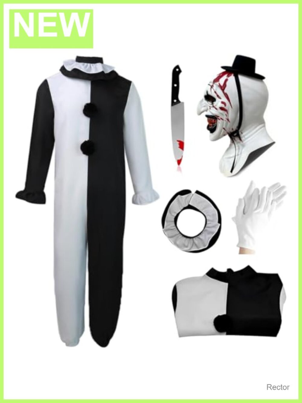 Kids Killer Clown Costume Bodysuit Mask Gloves Knife Halloween Cosplay